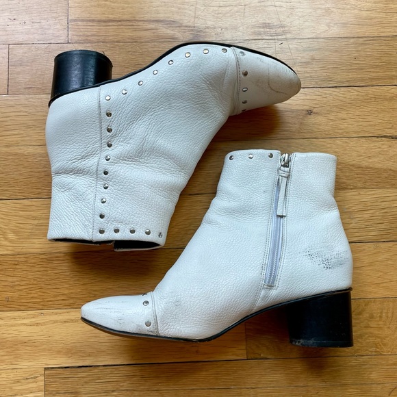 Rebecca Minkoff Studded Leather Ankle Boots, White sz 8.5 - Picture 3 of 11